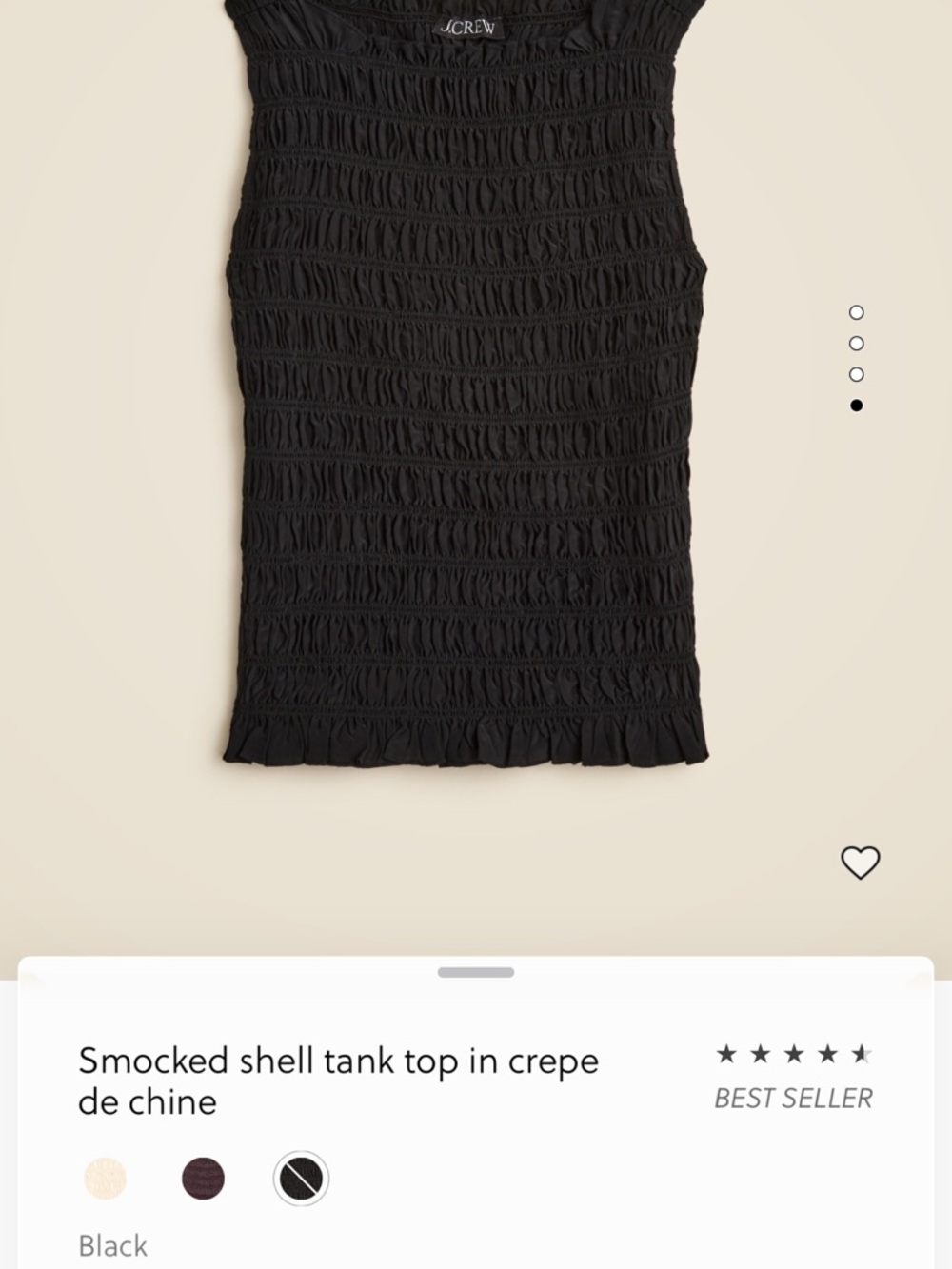 J. Crew Black Smocked Shell Tank never worn ! With tags!! - Picture 2 of 6